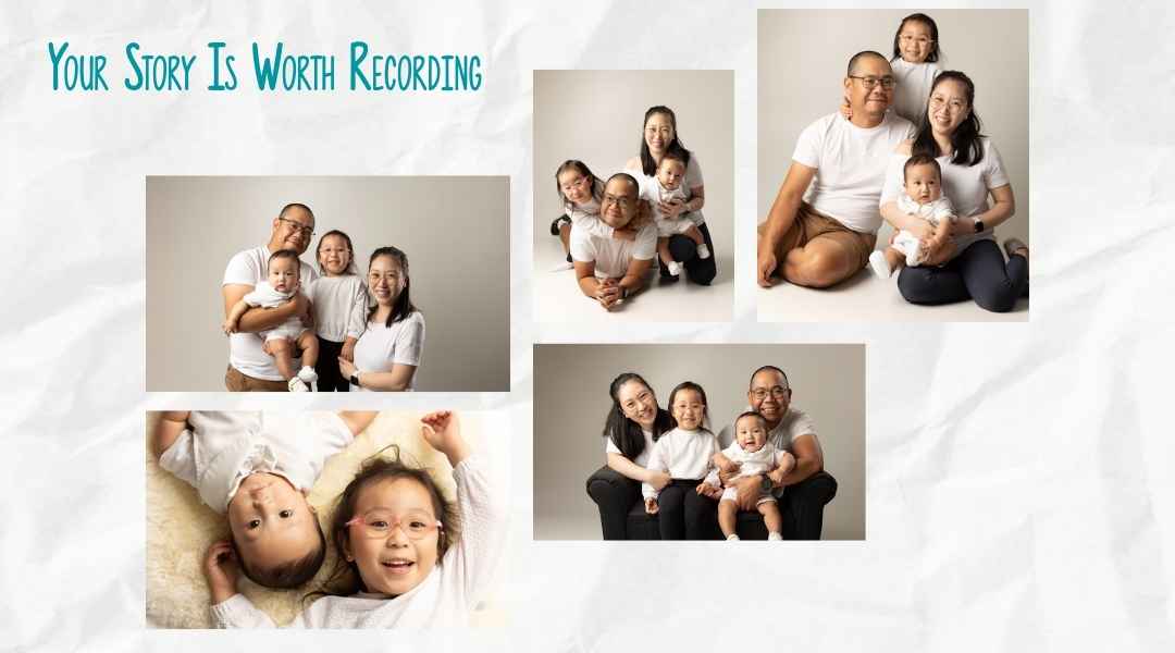 A collage of family portraits with the text “Your Story Is Worth Recording.”
